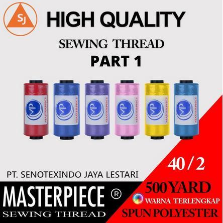 Benang Jahit 500 Yard Masterpiece 40/2 Spun Polyester 1 Lusin