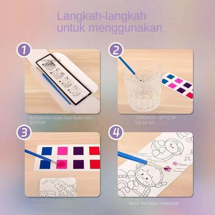 Set Lukisan Cat Air Buku Gambar Alat Melukis Anak Buku Mewarnai Anak Painting