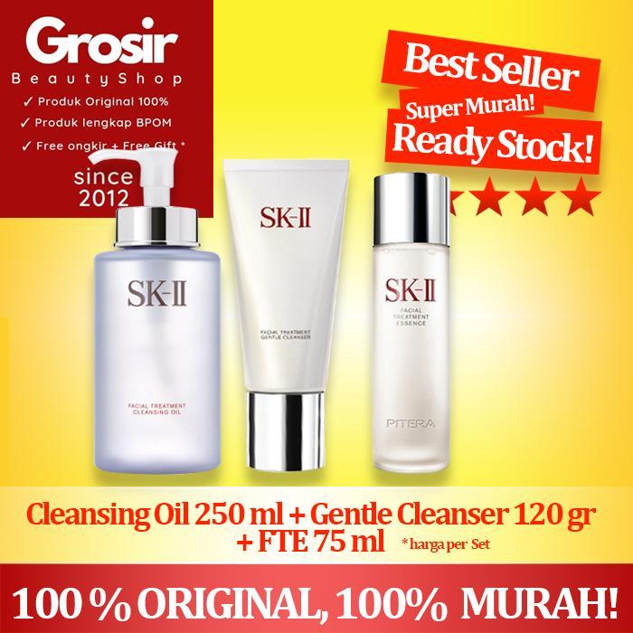 TERLARIS /SK2/SKII/SK II Cleansing Oil 250 ml+Gentle Cleanser +FTE 75 ml Selamat Berbelanja