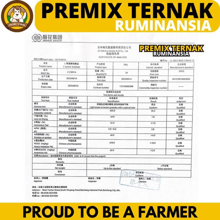 LYSINE 25 KG LYSINE SUL FATE 70% MEIHUA SAK HIJAU - LISIN LYSIN LISINE LEUSIN SUPLEMEN VITAMIN
