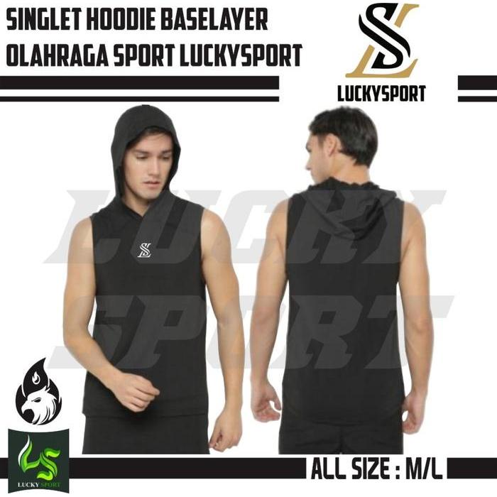 [LUCKY SPORT] Manset Hoodie Lekbong Singlet Baselayer Olahraga Kupluk Outdoor Sport