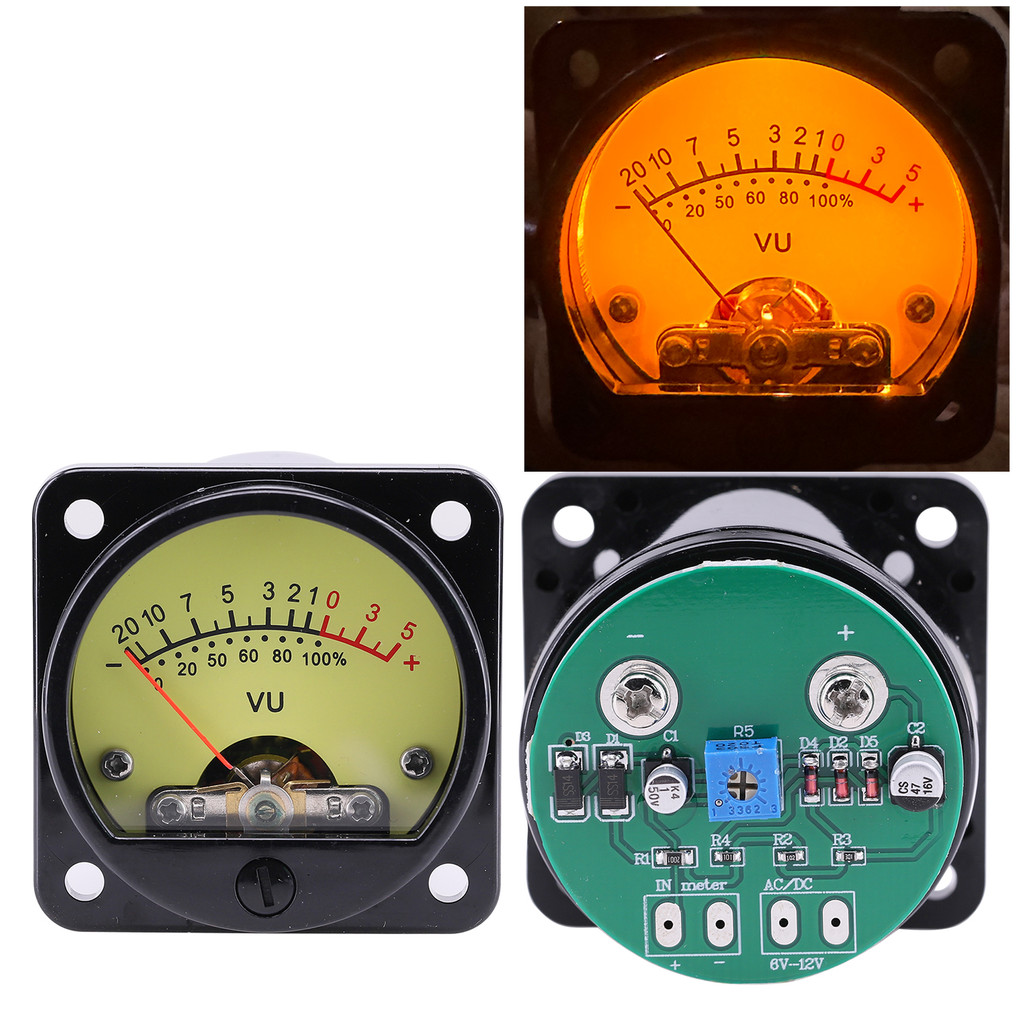 2PCS VU Meter Audio Level Indicator With Driver Board AC/DC 6-12V 45mm Panel VU Meter 500VU With LED