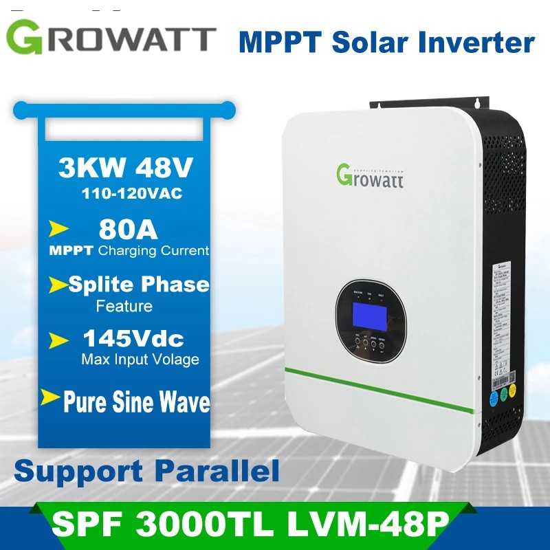 . Growatt Offgrid 3000W Onduleur Solaire 3Kw Pure Sine Household Solar Inverter With Wifi Module -