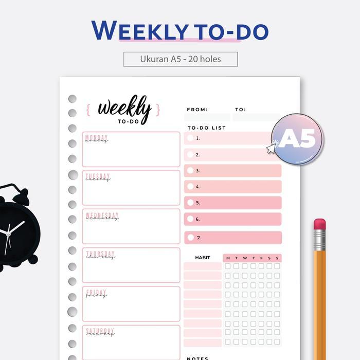 TERMURAH Bukuqu Loose Leaf A5 Weekly To do/loose leaf karakter