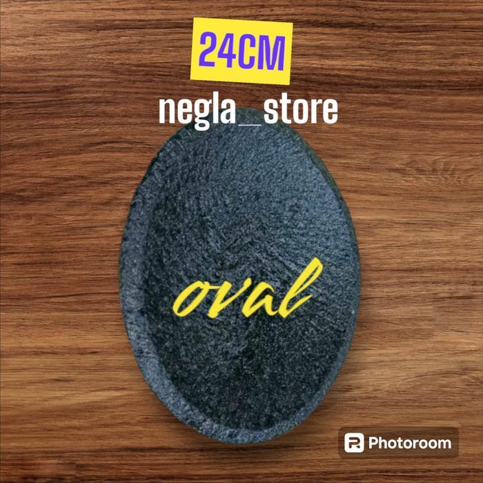 Cobek Batu Asli Pahat Oval Free Ulekan