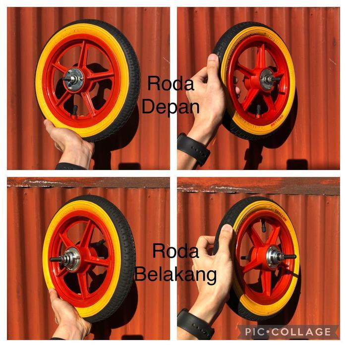 KOMPLIT Velg Sepeda Pelek RACING 5 Sepeda 12 Bintang Ban Hidup Plus Alat Sepeda Material Plastik