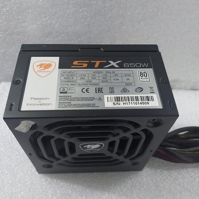 Power supply PSU pure rakitan gaming 650WATT COUGAR 80PLUS 2x 8pin vga pci express COUGAR STX 650W