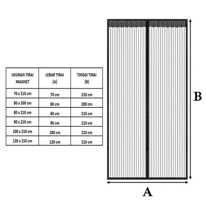Tirai Pintu Magnet Anti Nyamuk Lalat Serangga Kelambu Gorden Kamar Magnet Mesh Jaring Polos Magnetic