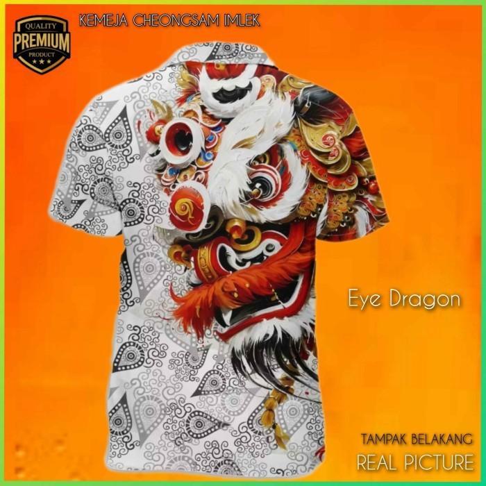 Kemeja Imlek Pria Baju Cheongsam S M L XL 2XL 3XL 4XL 5XL Eye Dragon