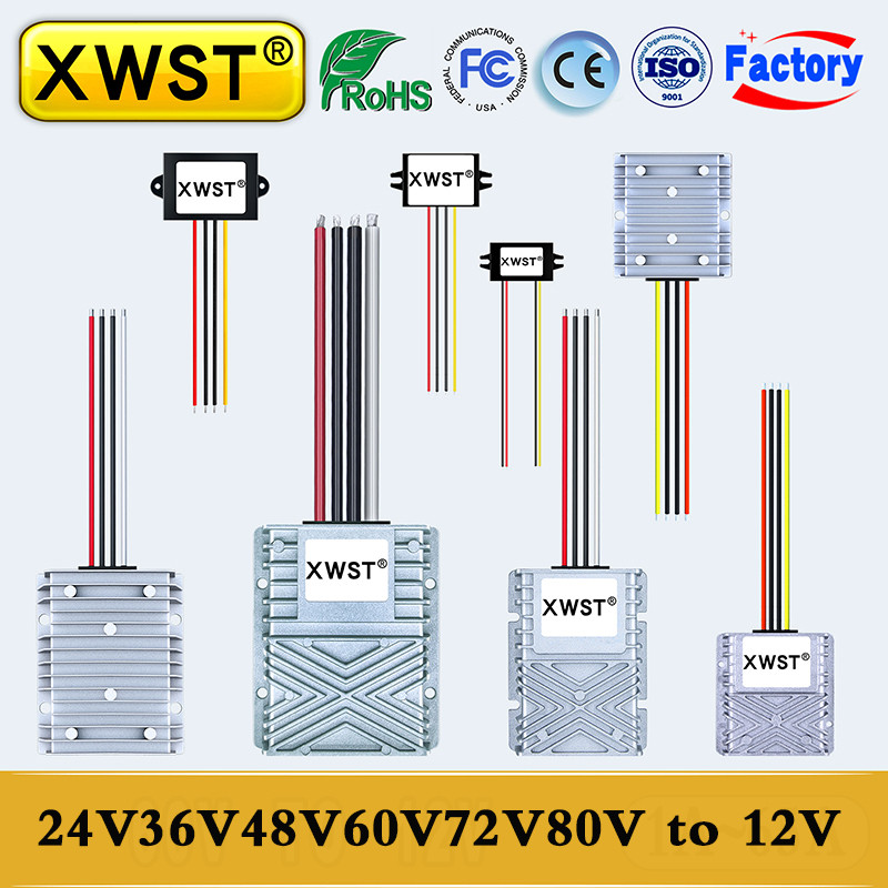 Waterproof Step Down DC DC Converter 24V 36V 48V 60V 72V 80V 85V to 12V Buck Power Supply Module 12V