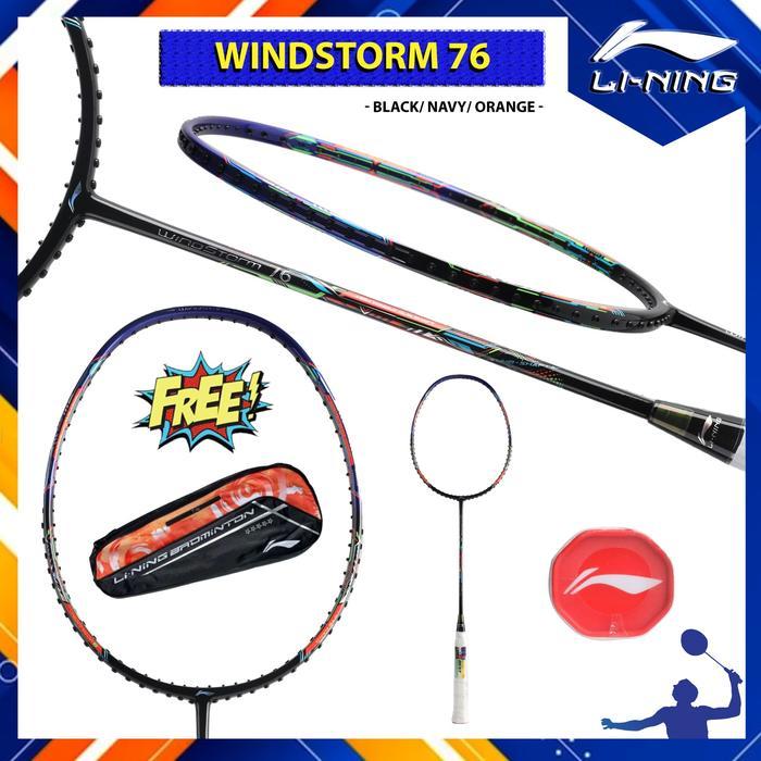 Raket Badminton Original Lining New Windstorm 76 WS76 Black Navy
