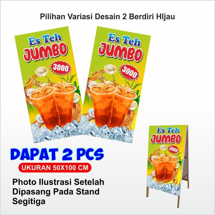 Younger_Shop Banner Es Teh Paket Isi 2 Pcs Awet Ukuran 10050Cm Bener Jualan Spanduk Es Siap Kirim