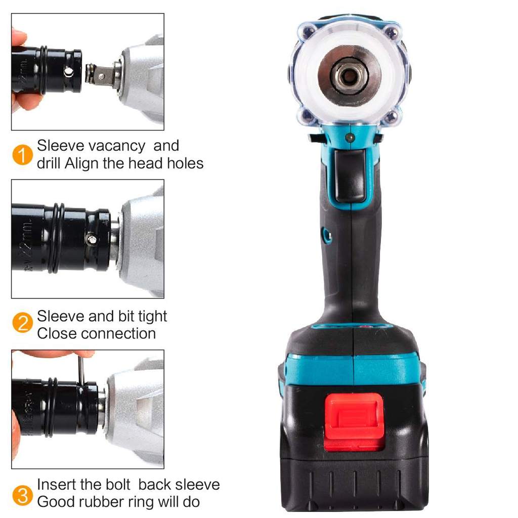 . Drillpro 388Vf Brushless Cordless Electric Impact Wrench 1/2 Inch -