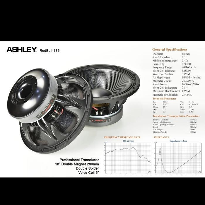 Speaker Komponen Ashley Redbull 185 Redbull185 18 Inch Double Magnet 5 Inch