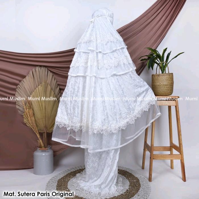 Mukena Dewasa Sutra Paris Original Pengantin Atasan Bawahan