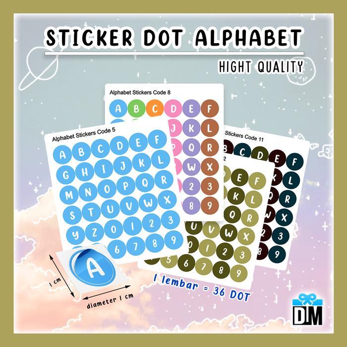 Sticker Alphabet Angka Huruf Bulat Warna Pastel Color Dot Mainan Eduka