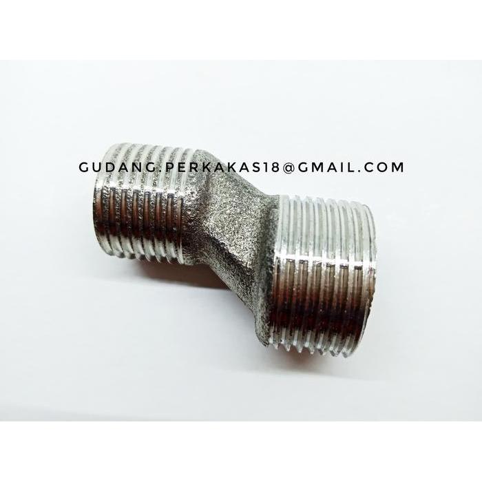 ID SAMBUNGAN KRAN 1/2"X3/4" DOUBLE DRAT STAINLESS DOUBLE NIPPLE BATHTUB