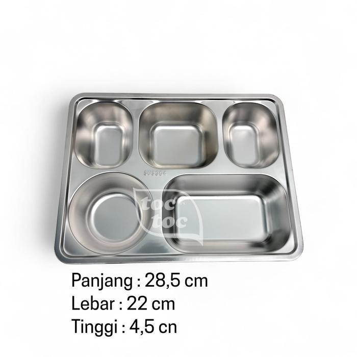 Tepak Makan / Food Tray Ompreng MBG Stainless 5 Sekat SUS 304