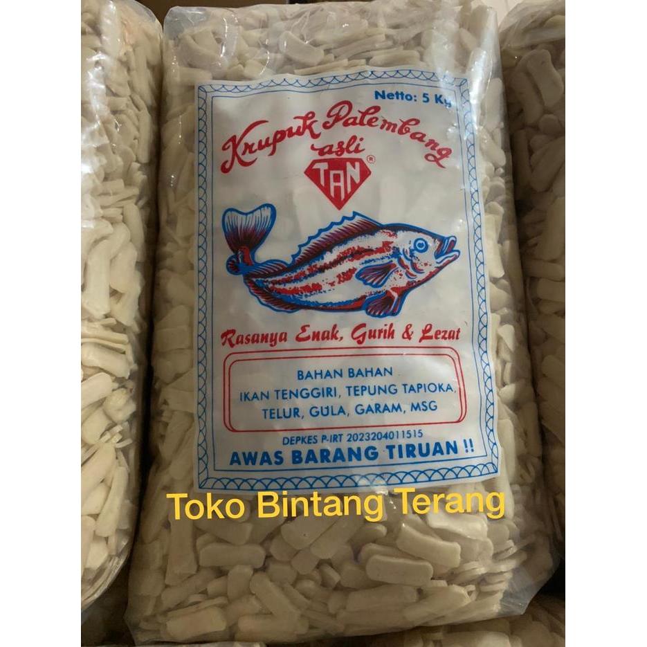 NEW PRODUK KERUPUK KRUPUK PALEMBANG ASLI TAN IKAN TENGGIRI KECIL 1 BAL/BALL 5 KG MONARCH 3L