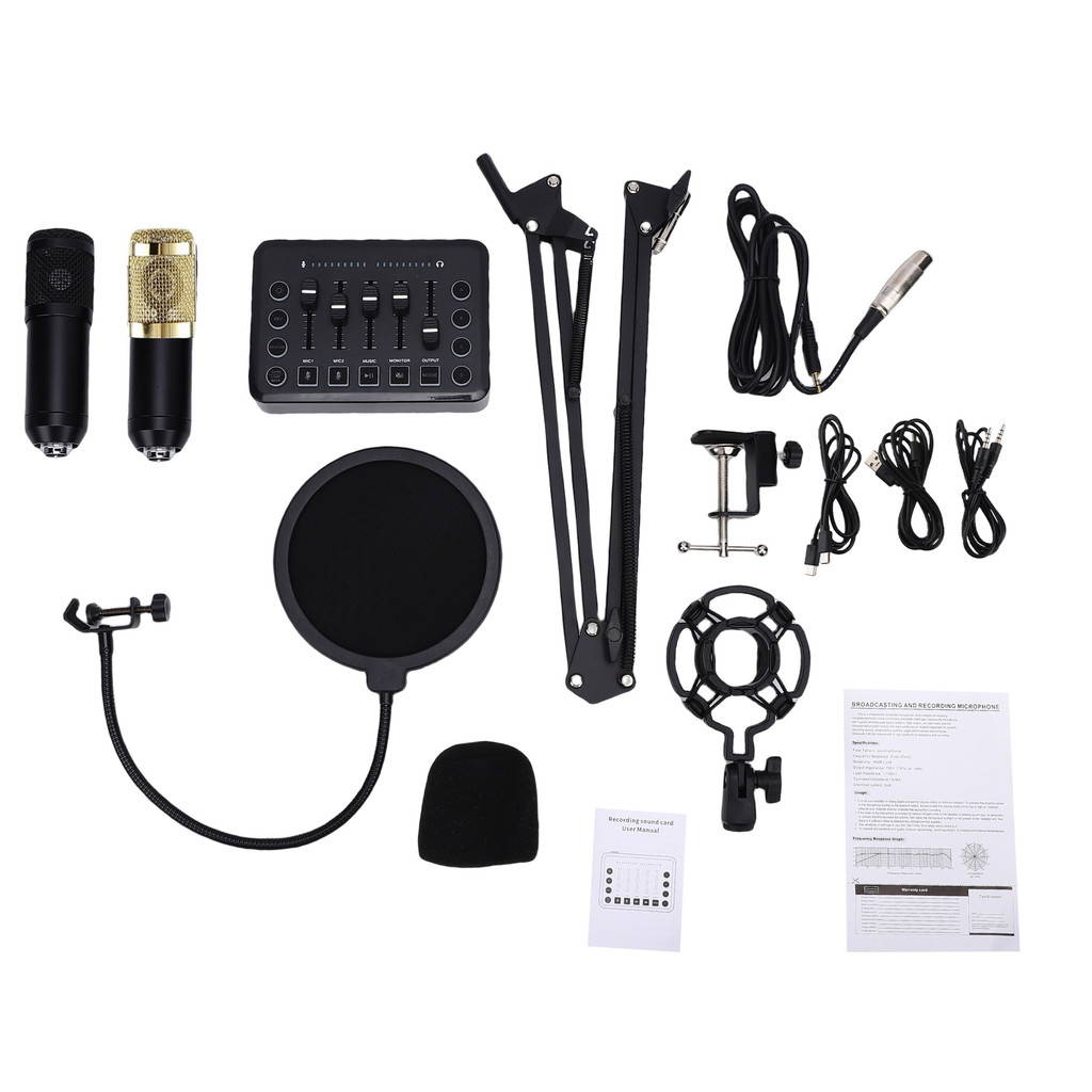 PROMO Podcast Equipment Bundle, Streaming Audio Interface Kit with Condenser Microphone, Noise Reduc