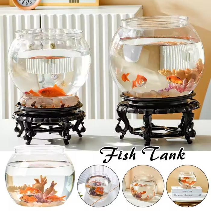 Vas Bunga Kaca Bulat/Pot Tanaman Air Hidroponik Hias/Tempat Ikan Cupang/tempat Kaca Bulat
