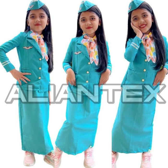 BAJU PRAMUGARI HIJAB ROK(TOSCA)/BAJU KARNAVAL/BAJU PROFESI ANAK/BAJU TK/KOSTUM/SERAGAM TK/BAJU