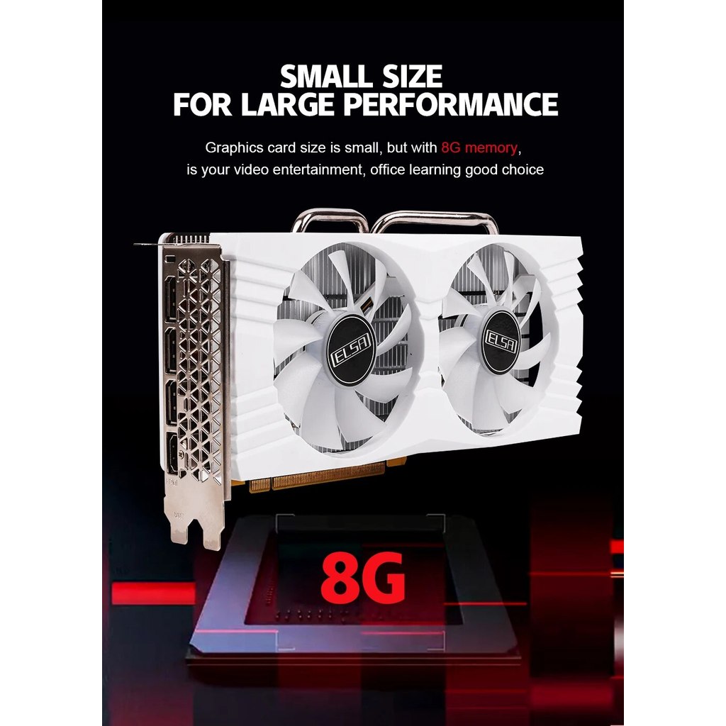 . Elsa White Radeon Rx 580 8Gb Gddr5 256Bit Gpu Desk Computer Gaming -