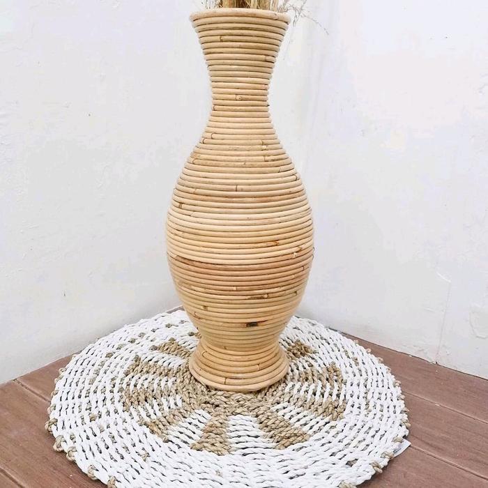 Best Seller Guci Dekorasi Tinggi 50 Cm / Vas Bunga Material Rotan Hiasan Sudut Ruangan / Guci Pot