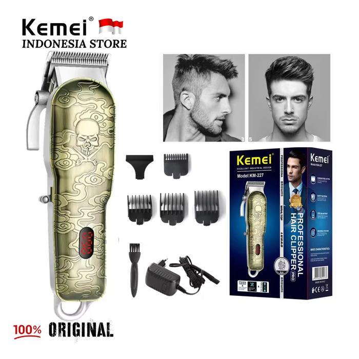 DISKON Alat Cukur Rambut Kemei KM-227 Hair Clipper LCD Mesin Pangkas KM 227