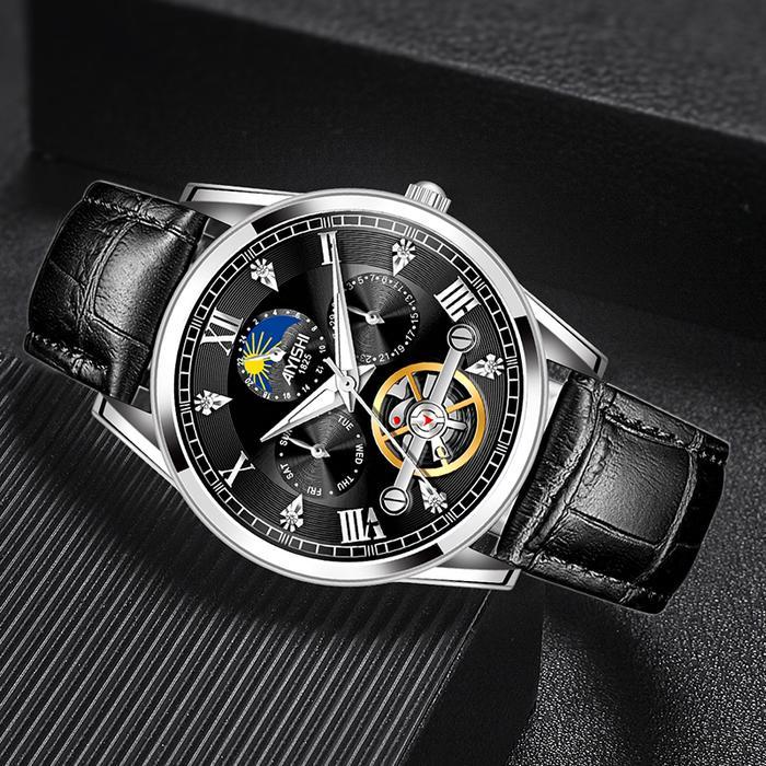 AIYISHI Jam Tangan Kulit/Leather Automatic Original Analog Quartz Desain Elegan Mewah Luxury &