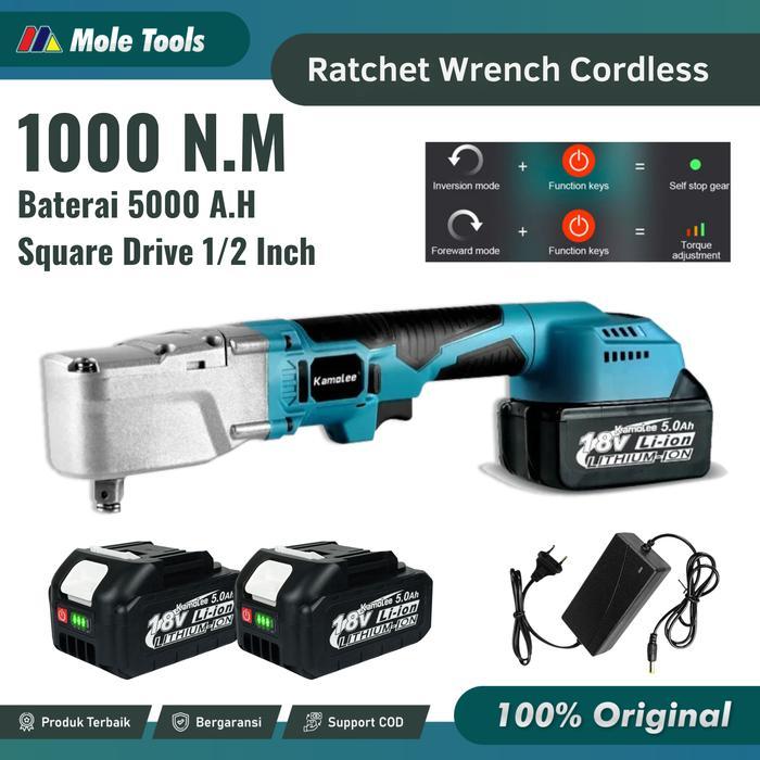 Kamolee Rachet Wrench Cordless/Kunci Pas Ratchet 3/8 Inch Dan 1/2 Inch 1000N.M - Kunci Pas Electric