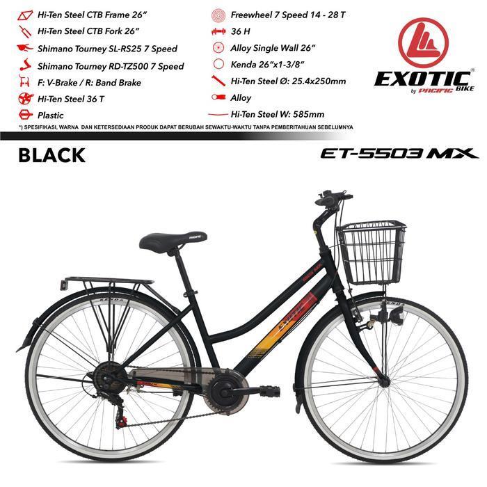 sepeda mini keranjang dewasa 26 inch EXOTIC 5503 city bike - black