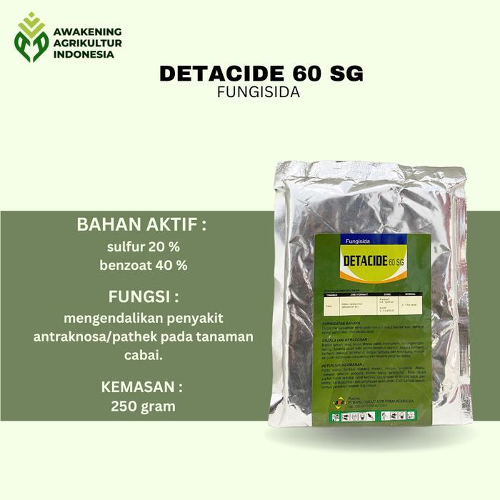 mataharitaman99 DETACIDE 60 SG 250 gram FUNGISIDA spesialis antranoksa / pathek cacar