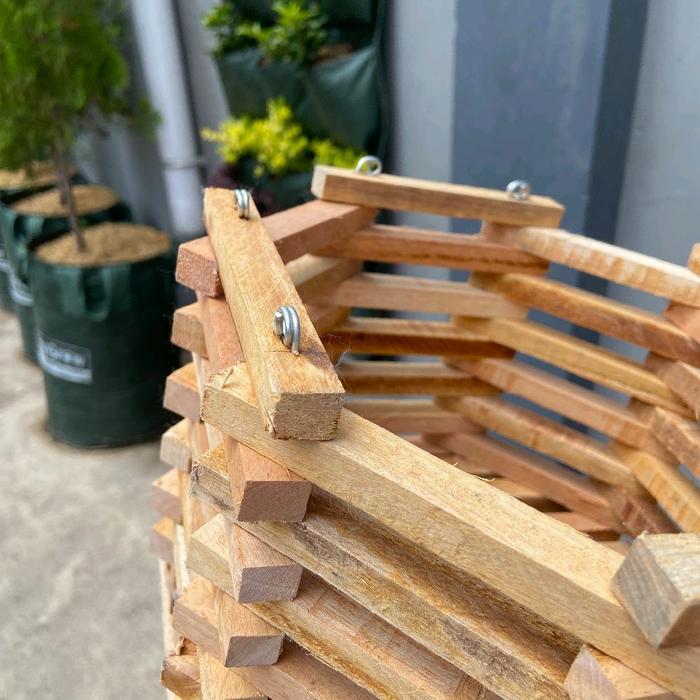 Rabbit_House23 Pot Kayu Anggrek 18Cm Mahoni Asli/Pot Kayu Aesthetic/Pot Kayu