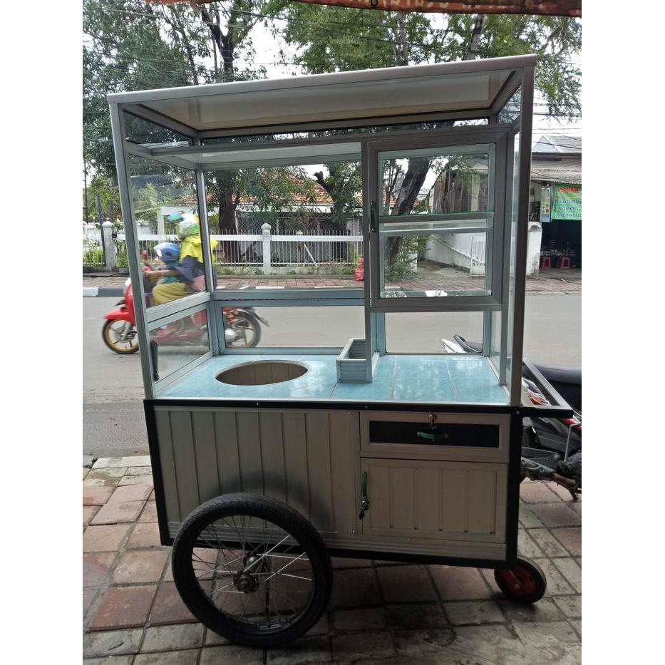 gerobak soto, gerobak mie ayam, gerobak baso, gerobak alumunium,