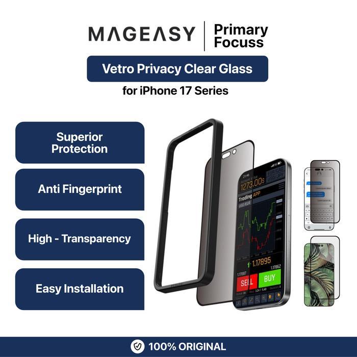 MAGEASY Tempered Glass for iPhone 17 Pro Max 17 Pro MAGEASY Vetro Privacy Anti Spy Blue Light Screen