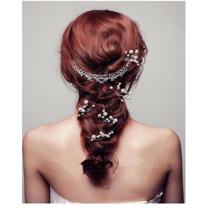 Jepit rambut pengantin mutiara hair piece hiasan rambut wedding