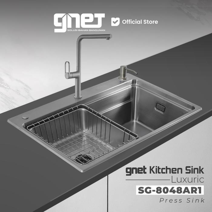 GNET Kitchen Sink Luxuric SG-8048AR1 Bak Cuci Piring Minimalis Wastafel Stainless Steel Premium