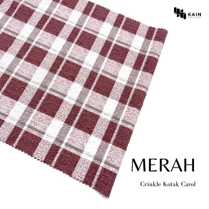 Bahan Kain Crinkle Kringkle Motif Kotak Carol per 0,5 meter