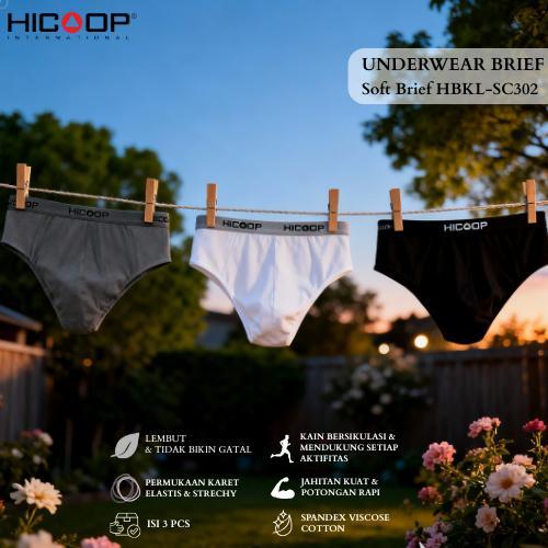 Hicoop - Underwear Brief - Celana Dalam Pria - Hitam/Abu/Putih - Isi 3 Pcs - HBKL-SC302