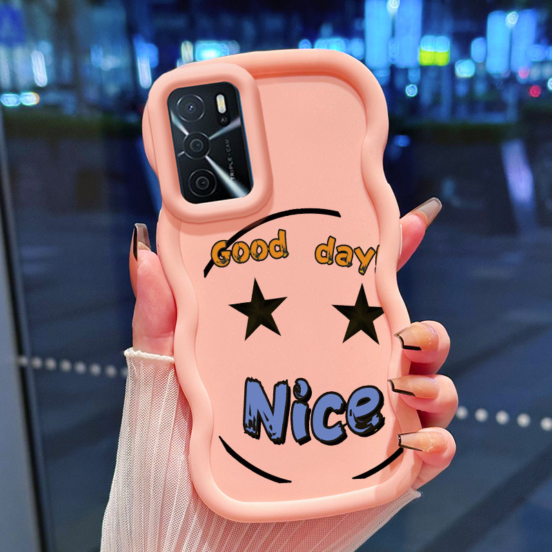 Casing Hp Untuk OPPO A16 A16s A54s Case Emoji mata berbinar Cesing Polos Kasing Macaron gelombang Ke