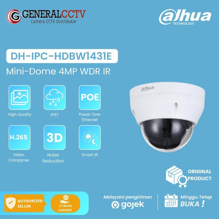 IP CAMERA CCTV DAHUA 4MP DOME POE HDBW1431E ONVIF - GARANSI 2 THN