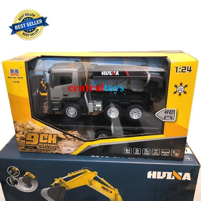 HUINA 1318 rc truck trailer flat bed diecast 9CH truck rc konstruksi