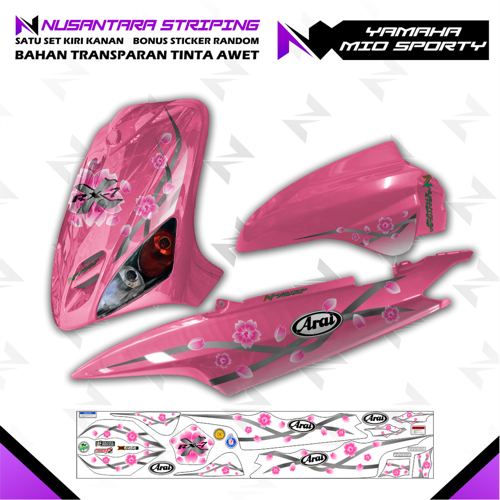 STRIPING TRANSPARAN YAMAHA MIO SPORTY ARAI SAKURA