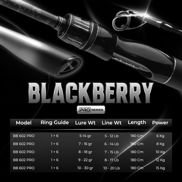 KENZI Joran Blackberry Pro 602 Carbon Nano Solid SiC Guide Stainless Frame Anti Korosi 180cm 5-20lbs