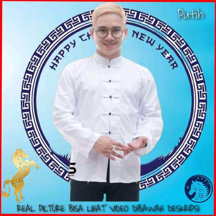 TM00922 Baju Cheongsam Atasan Imlek Pria Kemeja Tradisional Cina Jumbo LD 116 120 124 130 Qipao