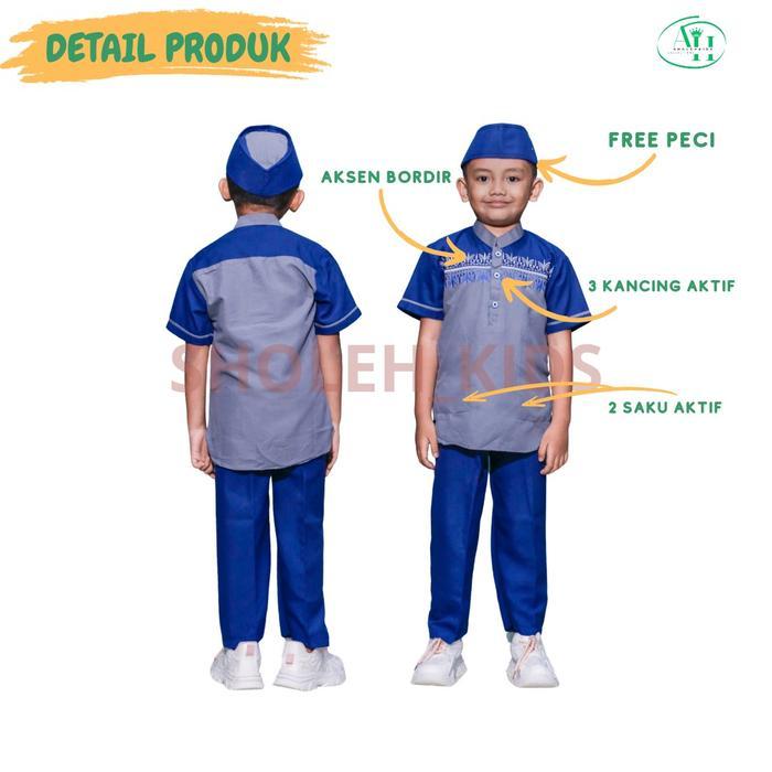 Sholeh_Kids-Setelan Koko Anak Baju Koko Anak Lengan Pendek 1-12 Tahun Model Kurta Pakistan Motip