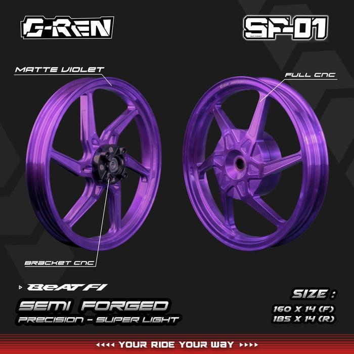 G-REN MAGS SEMI FORGED SF-01 | 160 / 185 - 14 | HONDA BEAT FI | - VELG  1.60 x 1.85 R14 PALANG 6 ALU