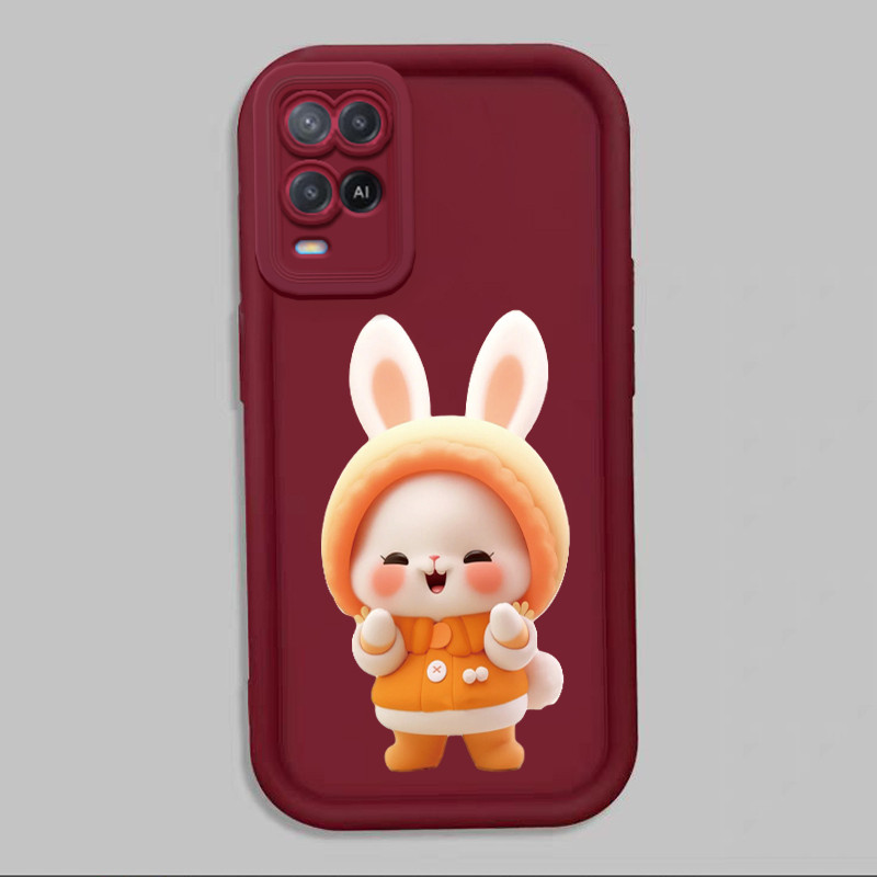 Casing Hp untuk OPPO A54 Case Kelinci tersenyum Kasing silikon Cesing Softcase Backcase Kesing