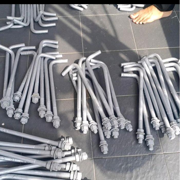 Promo Angkur L Hotdip Galvanis M22 X 70Cm ( M22X700Mm ) 2Mur 2Ring